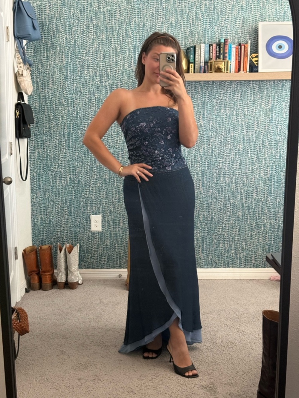 Lillie Rubin Light Blue Silk Beaded Dress